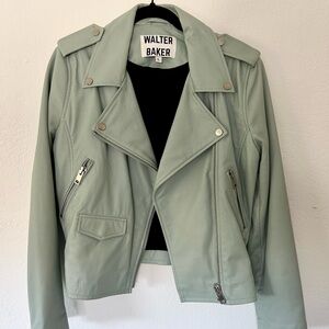 Walter Baker Stone Blue Leather Moto Jacket